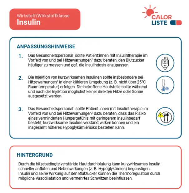 Screenshot Calor-Liste Insulin
