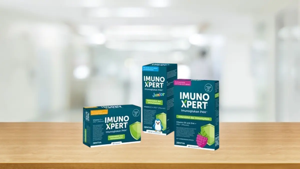 ImunoXpert-Verpackungen stehen auf dem HV-Tisch