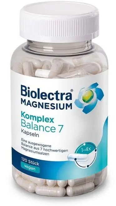 blau-weißer Packshot Biolectra Magnesium Komplex Balance 7
