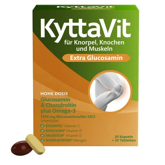 Grün-orangener Packshot KyttaVit Extra Glucosamin