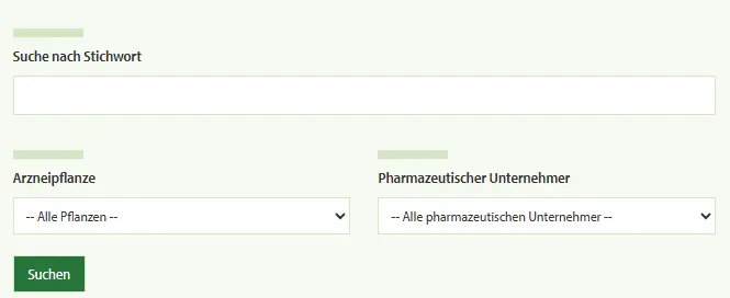 Screenshot Datenbank pflanzliche Arzneimittel