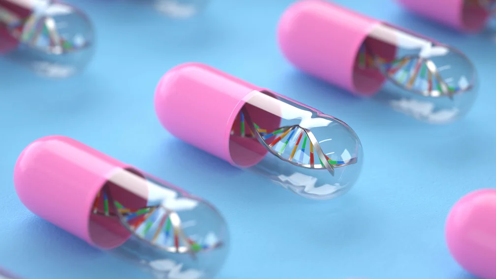 Kapseln gefüllt mit DNA-Strang