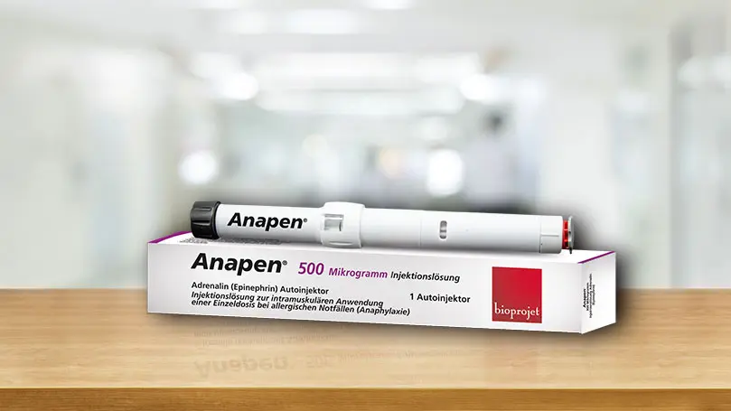 Packshot des Adrenalin-Autoinjektors Anapen