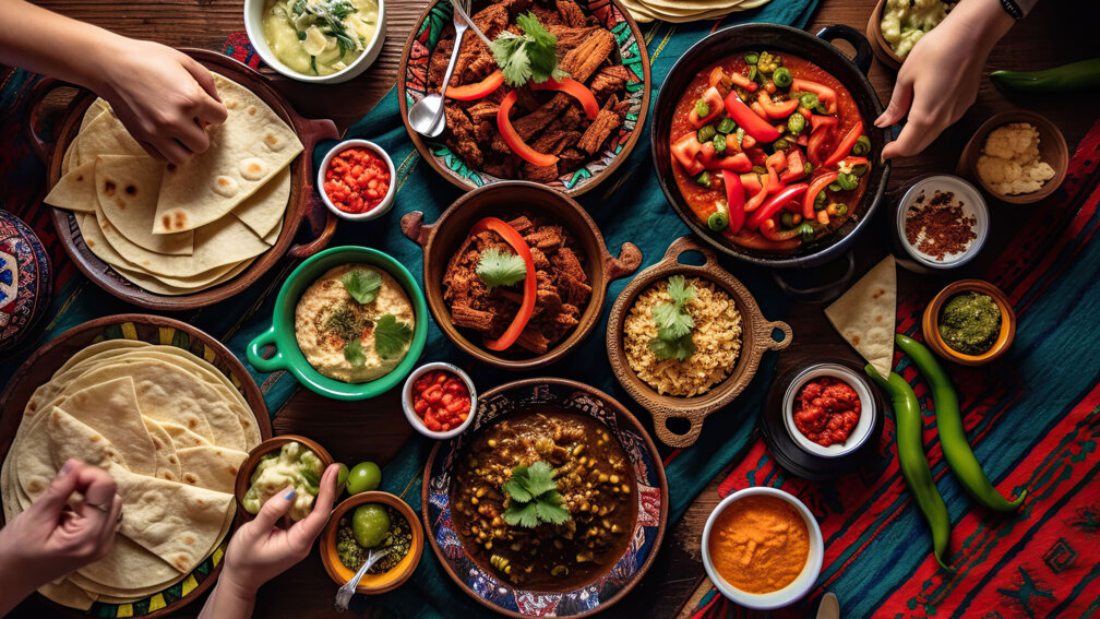 Mexikanisches Essen steht auf einem Tisch