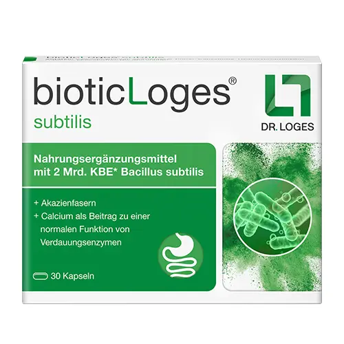 Grün-weiße Verpackung bioticLoges® subtilis 
