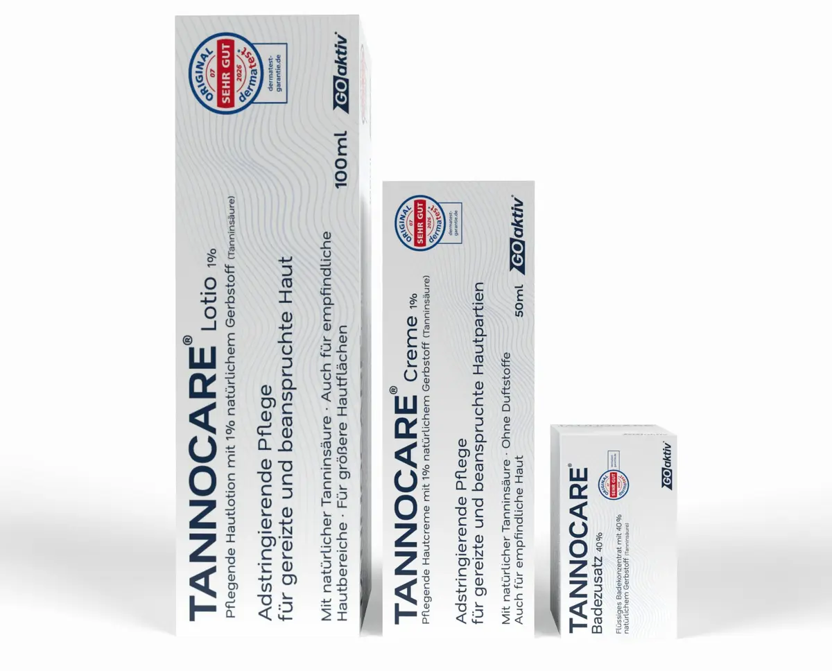 Verpackungen von Tannocare Creme, Lotio und Badezusatz