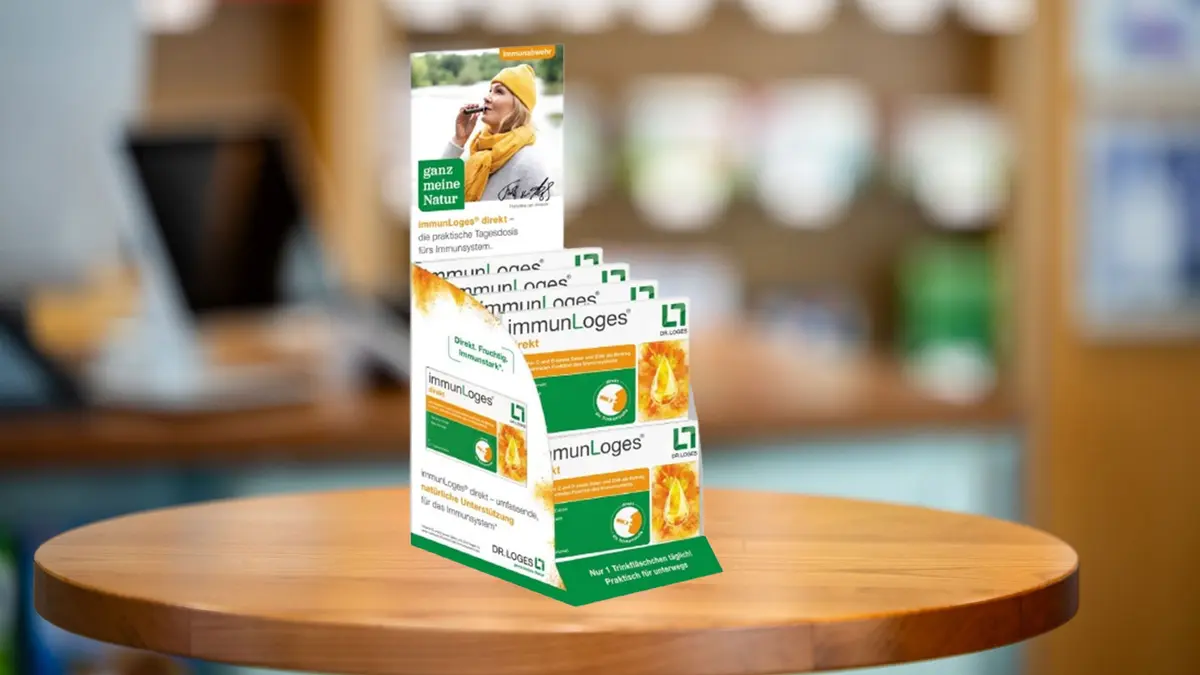 HV-Display mit Packungen immunLoges von Dr. Loges