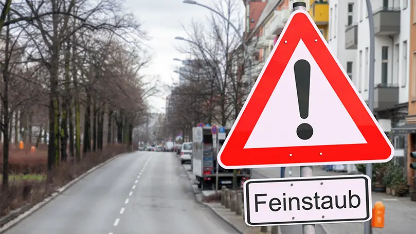 Feinstaub Warnhinweis Hinweis Straßenschild